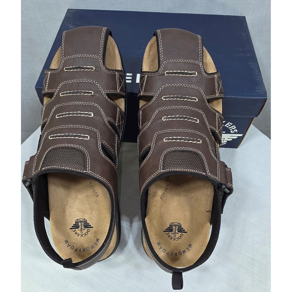 Dockers Shorewood Mens Fisherman Sandals Brown Memory Foam Comfort Shoes - Picture 7 of 11